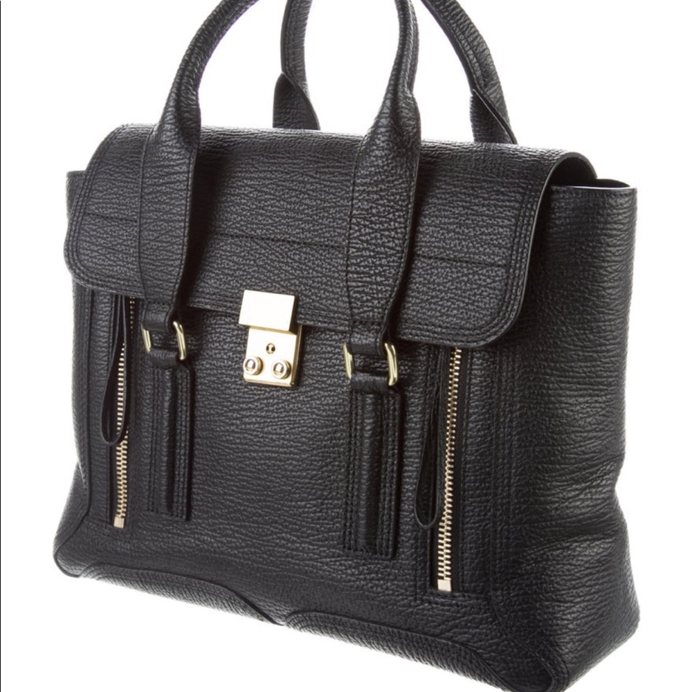PHILLIP LIM Textured Calfskin Large Pashli Satchel Black